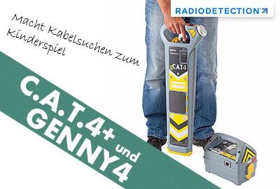 Radiodetection C.A.T.4 und Genny4 Sender. Macht kabelsuchen zum Kinderspiel.